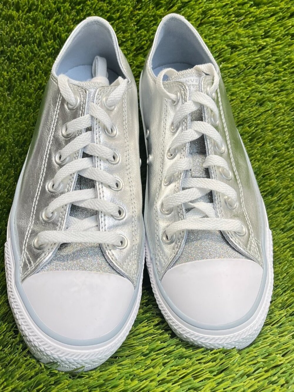 Converse Chuck Taylor All Star Ox Womens Size 9 Silver Athletic Shoes Sneakers - Picture 5 of 10